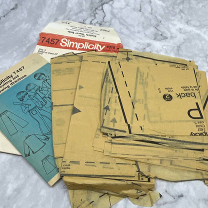 1970s Sewing Pattern Simplicity Size 5 Childs Skirt Jacket Shirt Pants 7457 TI7