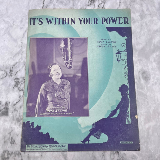 1932 It's Within Your Power Mark Gordon Harry Revel Sheet Music Ruth Etting V41-1