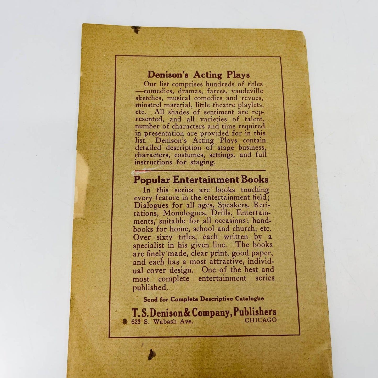 Denisons Select Plays The Laughing Cure Edith F.A.U Painton 1916 Antique Book C5