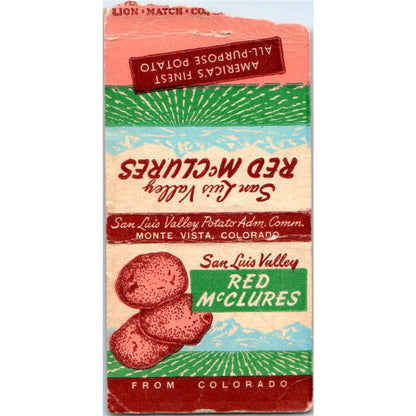 San Luis Valley Red McClure Potatoes Colorado Advertising Matchbook Cover SA9-M1