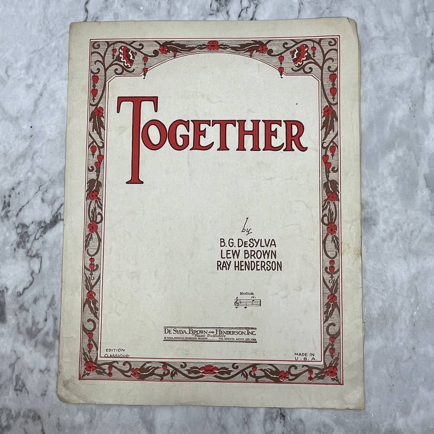 Together B.G. DeSylva Lew Brown Ray Henderson 1928 Sheet Music TK2-SM4