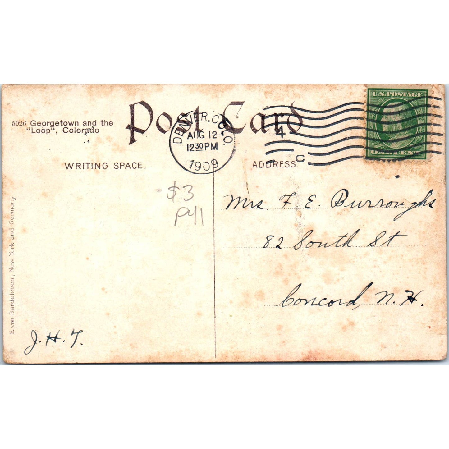 Georgetown and "The Loop" 1909 Colorado Original Postcard TK1-28