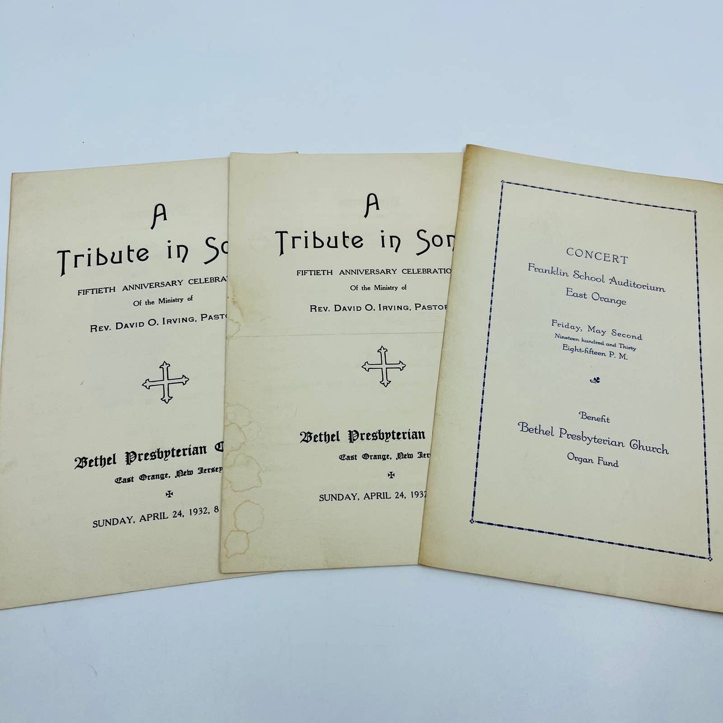 1930s Lot of 4 Bethel Presbyterian Church East Orange New Jersey Programs TD7