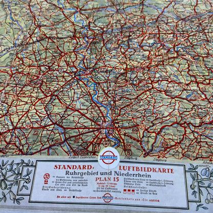 1930s Standard Esso Luftbildkarte Map for Drivers Plan 15 Essen Köln SC5