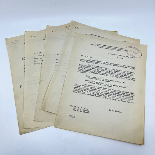 1935 Chesapeake and Ohio Railway Co. Letterhead Memo Lot of 5 AB1-1