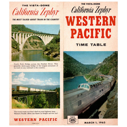 1963 Vista-Dome California Zephyr Western Pacific RR Passenger Timetables SE4