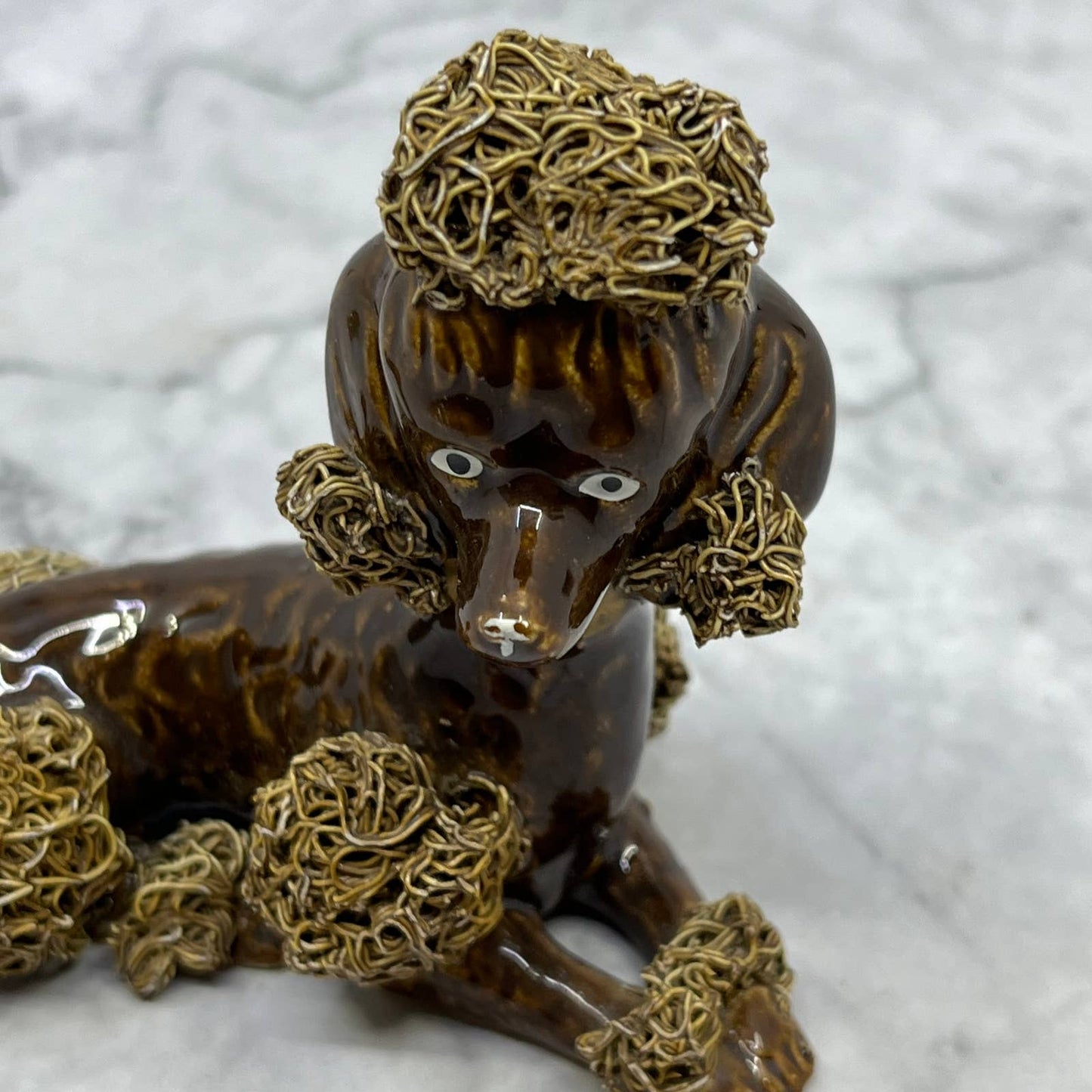 1950s Brown Spaghetti Poodle Dog Porcelain 4x3 TJ1
