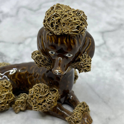 1950s Brown Spaghetti Poodle Dog Porcelain 4x3 TJ1