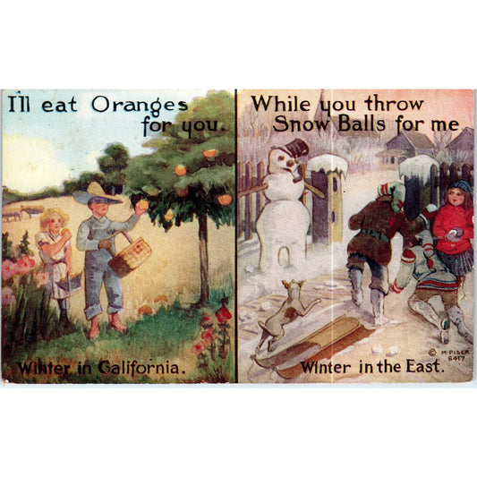 Winter in California / Winter in the East Original Postcard P2-4