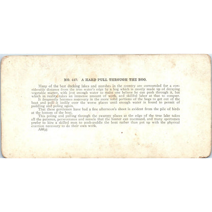 Victorian Duck Hunting Hard Pull Through The Bog Antique Stereoview Card TJ1-C1