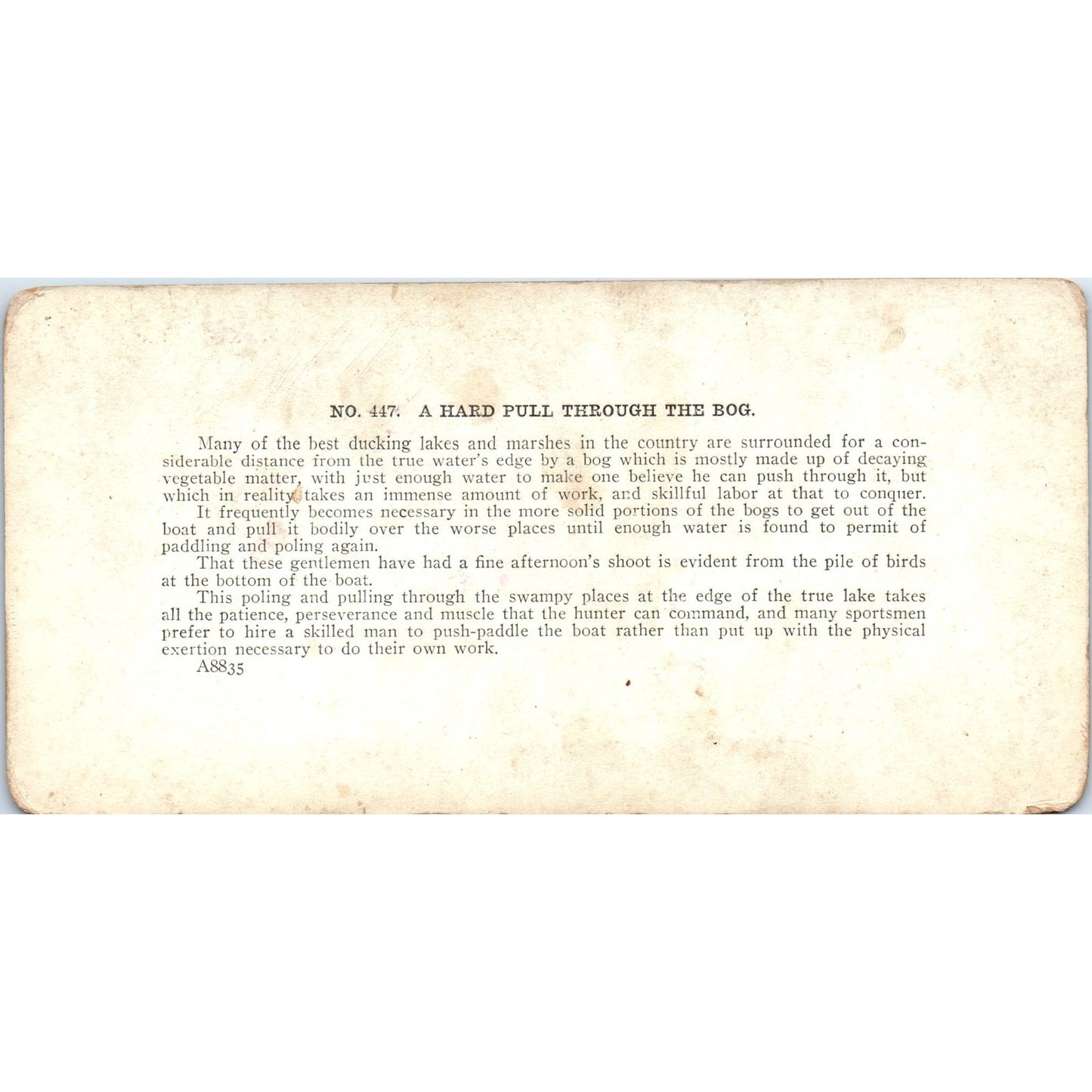 Victorian Duck Hunting Hard Pull Through The Bog Antique Stereoview Card H3-2