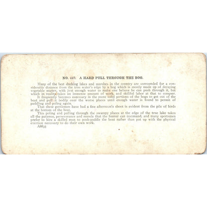 Victorian Duck Hunting Hard Pull Through The Bog Antique Stereoview Card H3-2