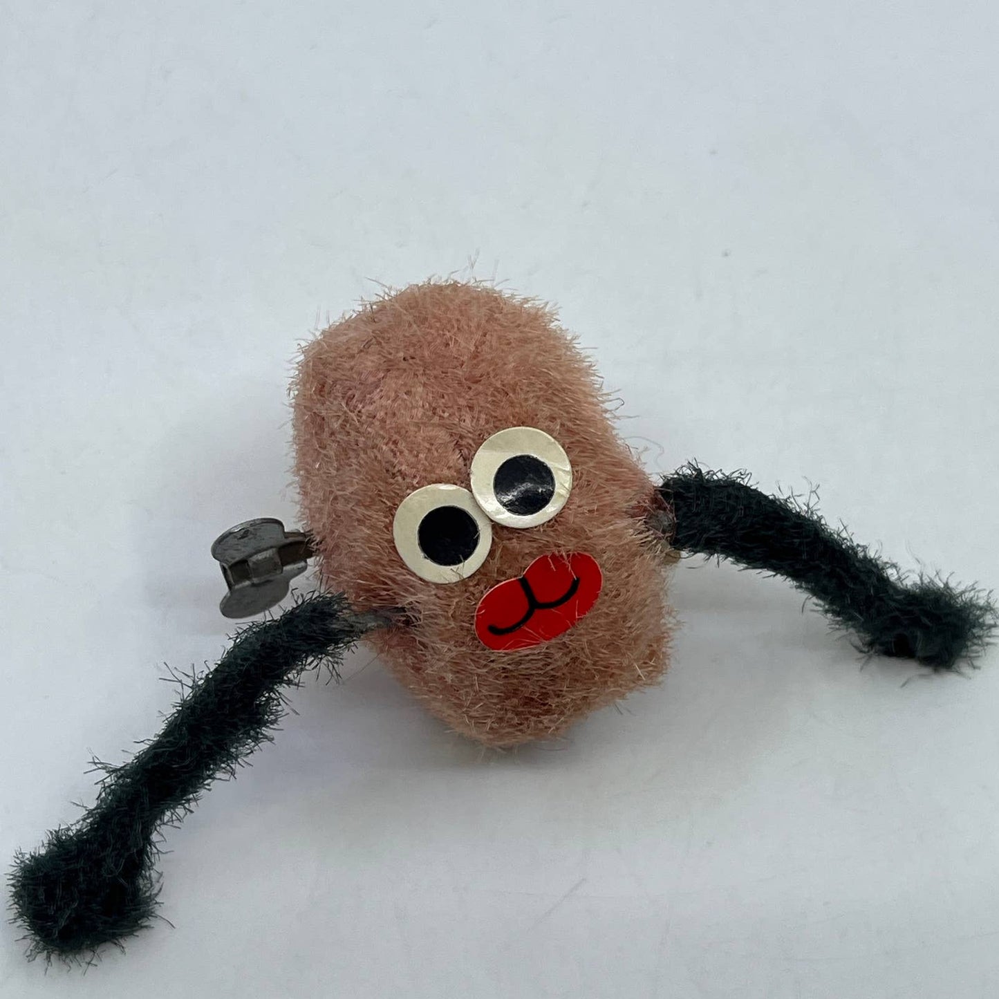 1970s Metal Fuzzy Critter Wind-up Toy Swivel Arms WORKS TD2