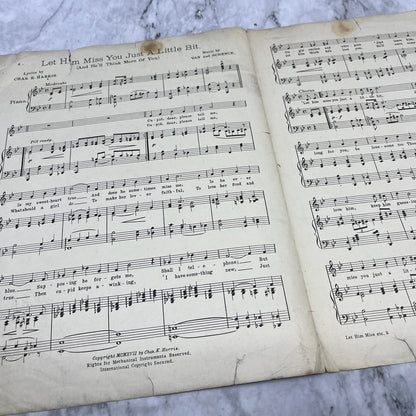 Art Nouveau Let Him Miss You Just A Little Bit Romanic Cover Art Sheet Music V41-2