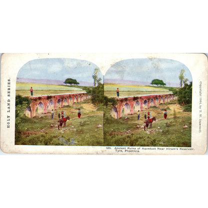 Aqueduct Near Hiram's Reservoir Tyre Phoenicia - Antique Stereoview Card H3-2
