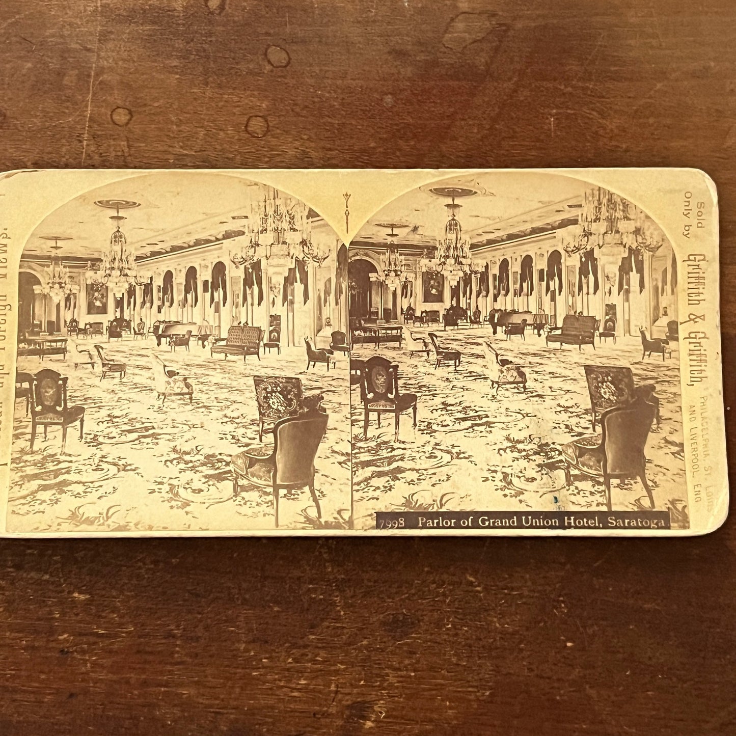 Parlor of Grand Union Hotel Saratoga Antique Stereoview Card H2-5