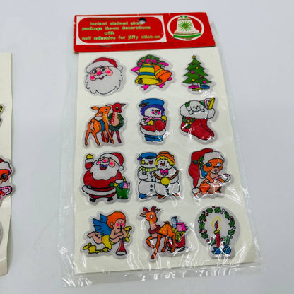 VTG Christmas Puffy Sticker Sheets 1980's Padded Raised Santa Snowman TA7