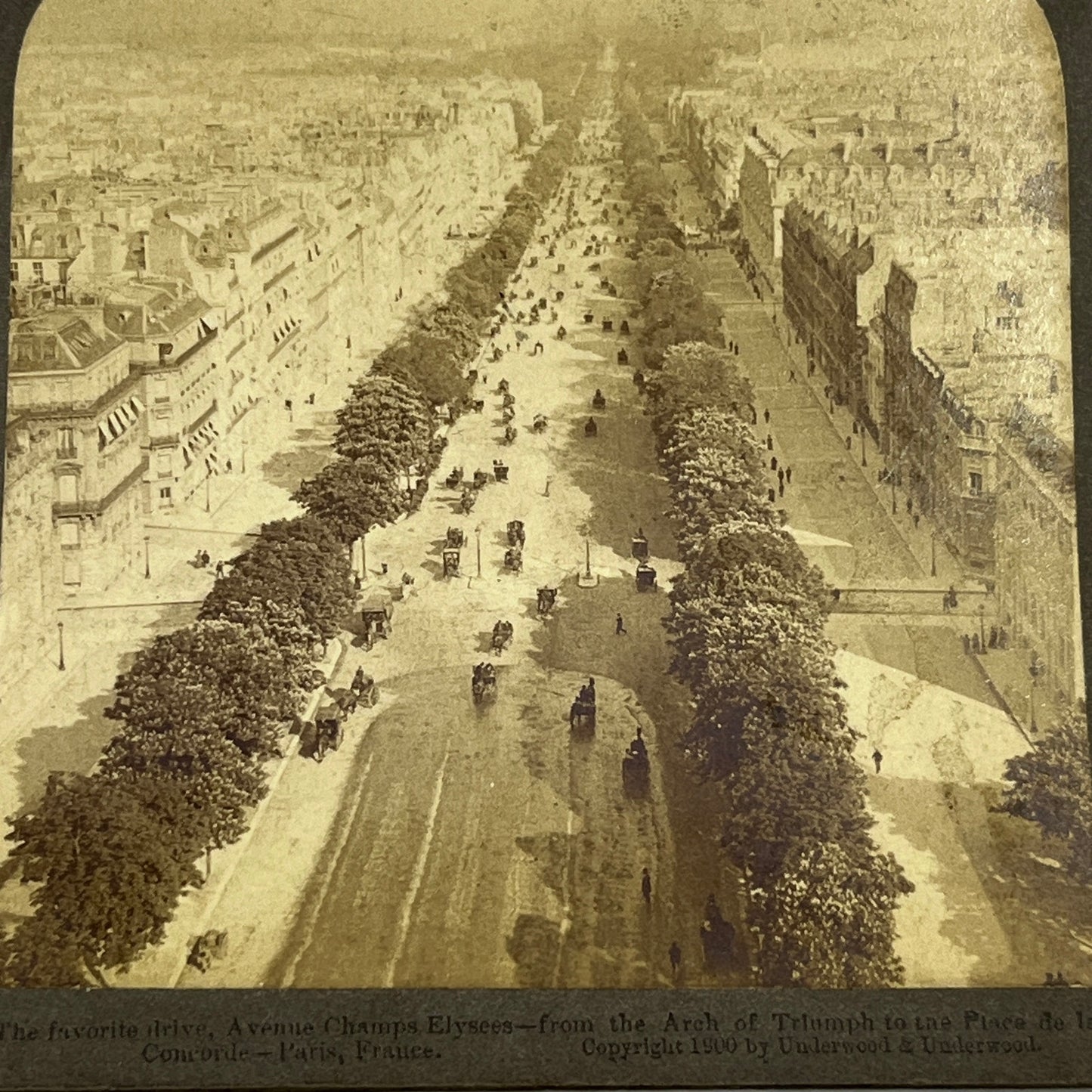 Stereoview Card Champs Elysees Arch of Triumph Palace de la Concorde Paris H3-2-2