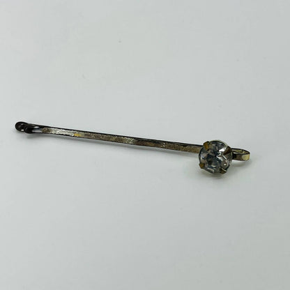 Antique Chrome and Rhinestone Hairpin Hair Clip 2” SB3