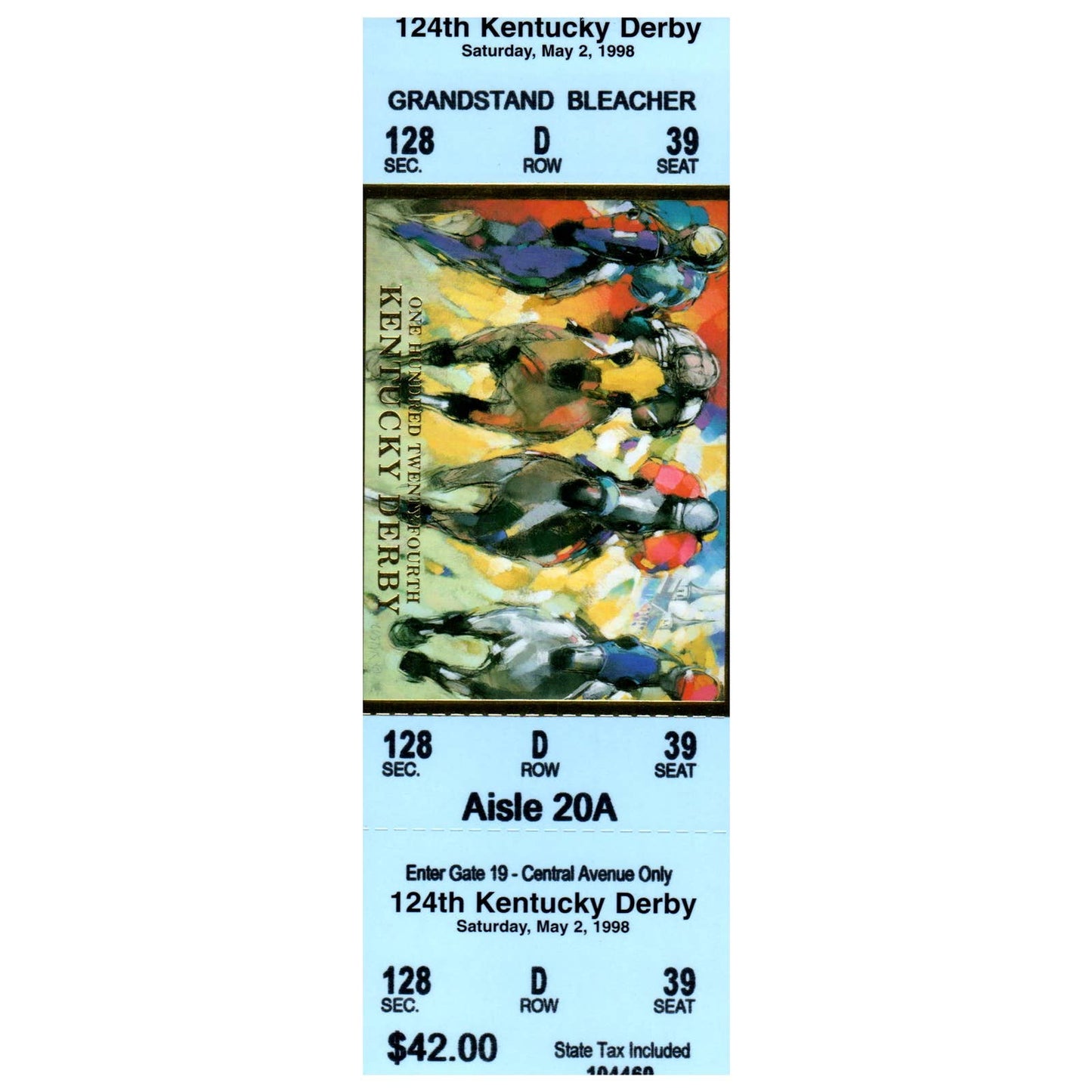 124th Kentucky Derby Saturday May 2 1998 Full Ticket Grandstand SE4