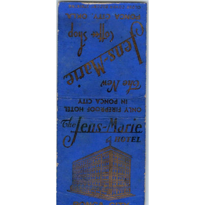 Jens-Marie Hotel & Coffee Shop Ponca City OK Advertising Matchbook Cover SA9-M2
