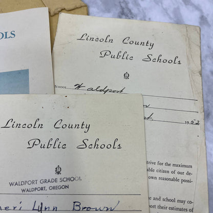 1952-58 Report Card Lot Cheri Lynn Brown Salem Waldport Lincoln County OR EA4