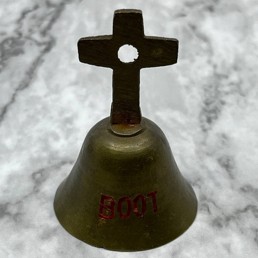 Vintage Brass Bell Boot Hill Cemetary Souvenir Cross SA2