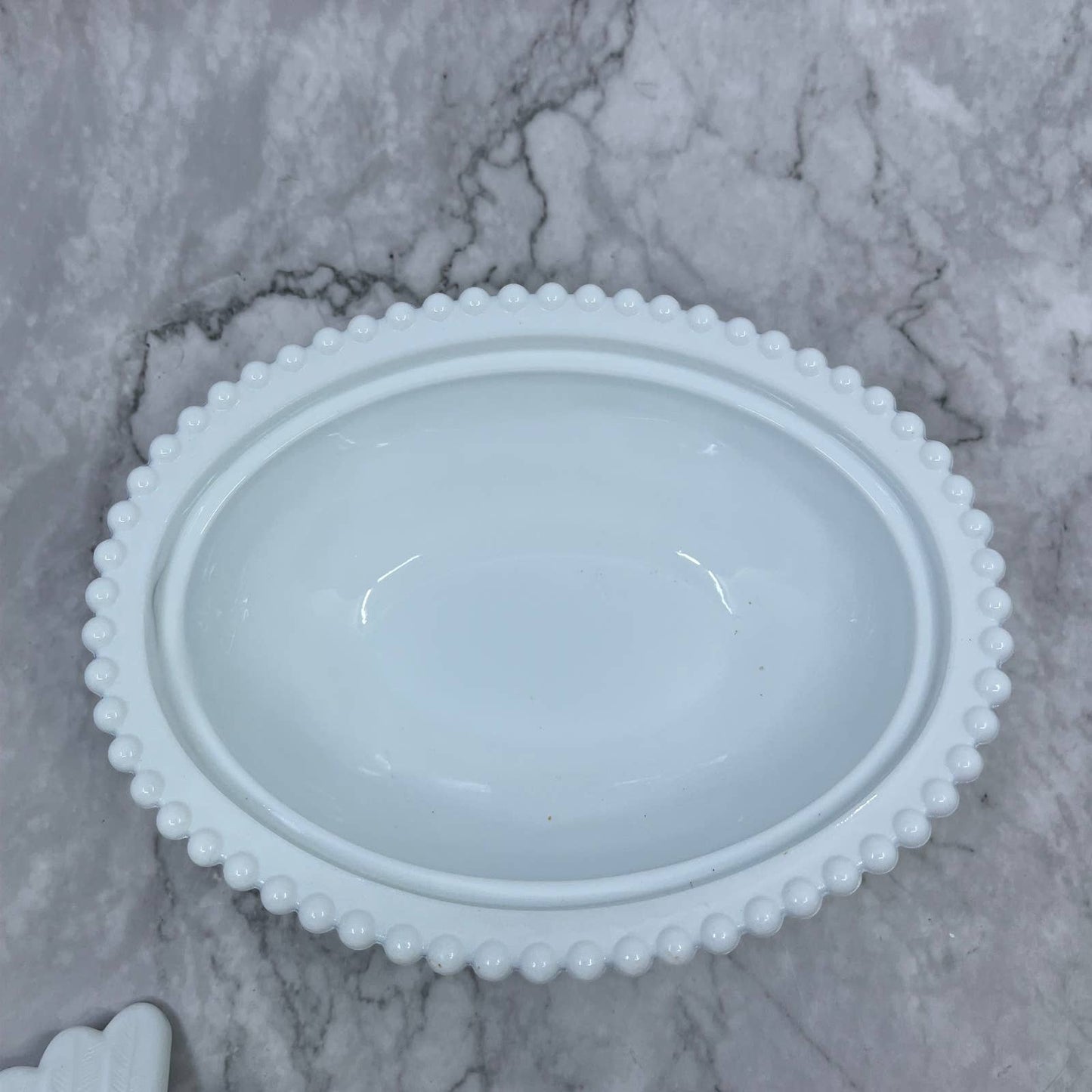 Vintage Indiana White Milk Glass Nesting Hen on Nest Candy Dish 7” TJ3