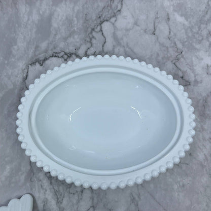 Vintage Indiana White Milk Glass Nesting Hen on Nest Candy Dish 7” TJ3