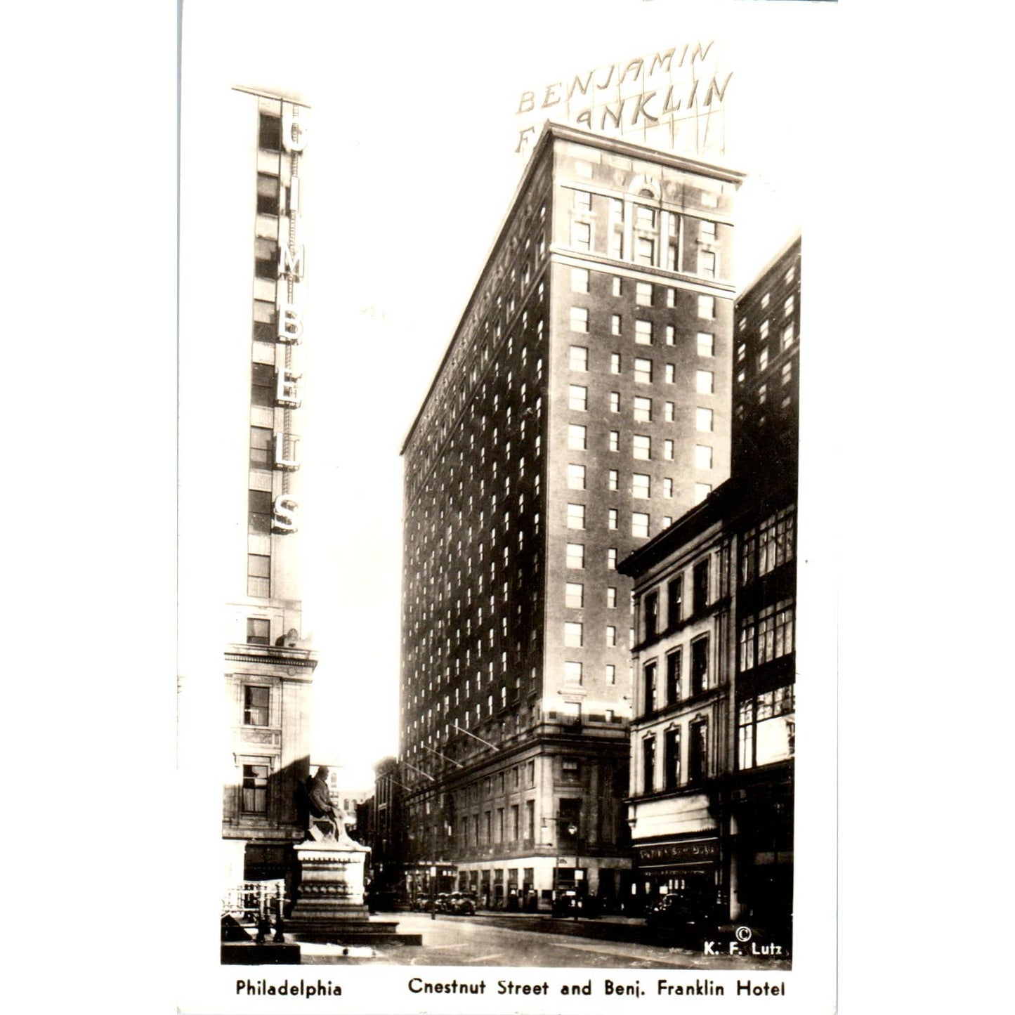 Vintage Postcard Chestnut Street & Benjamin Franklin Hotel Philadelphia PA TI1-1