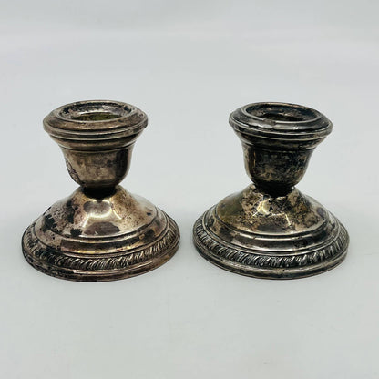 Vintage (Set of 2) Crown Sterling Silver Weighted Candle Stick Holders 312 TA9