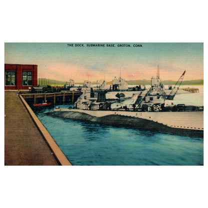 The Dock Submarine Base Groton Conn - Original Postcard TJ8-5