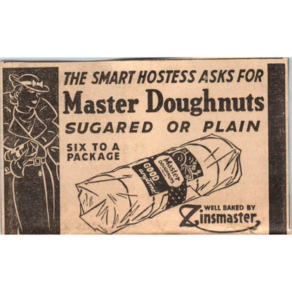 1935 Minneapolis Journal Newspaper Ad Master Doughnuts Baked By Zinsmaster FL5-6