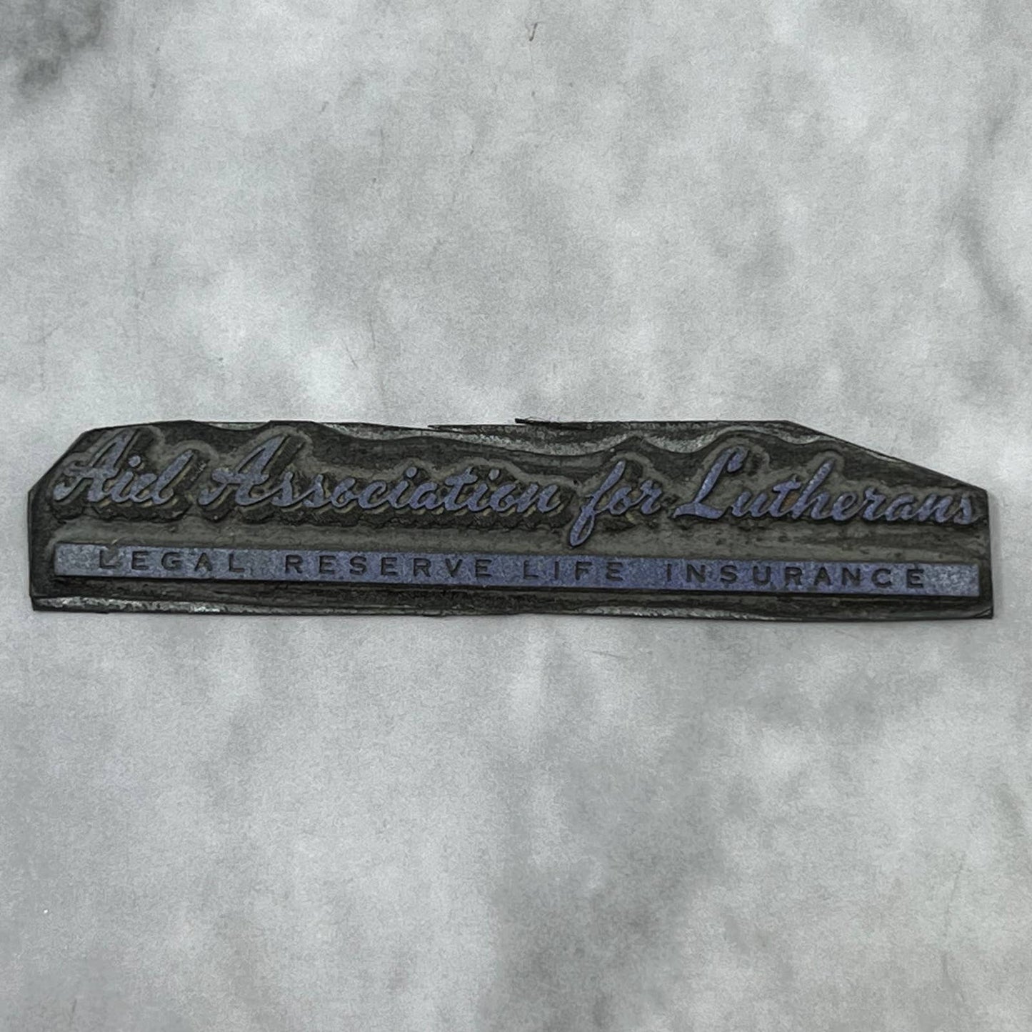 Vintage Letterpress Printers Block Plate Aiel Association for Lutherans SE829