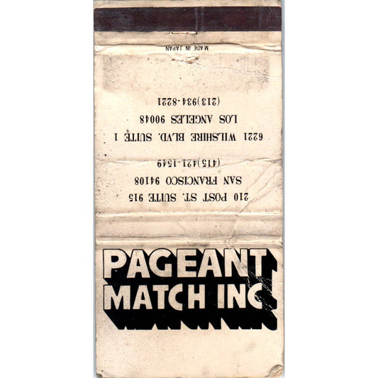 Pageant Match Inc San Francisco Los Angeles Advertising Matchbook Cover SA1-M11