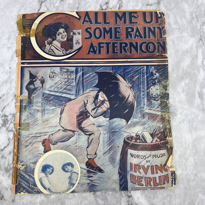 1910 Call Me Up Some Rainy Afternoon Irving Berlin Sheet Music TJ4