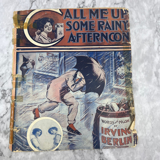 1910 Call Me Up Some Rainy Afternoon Irving Berlin Sheet Music V41-2