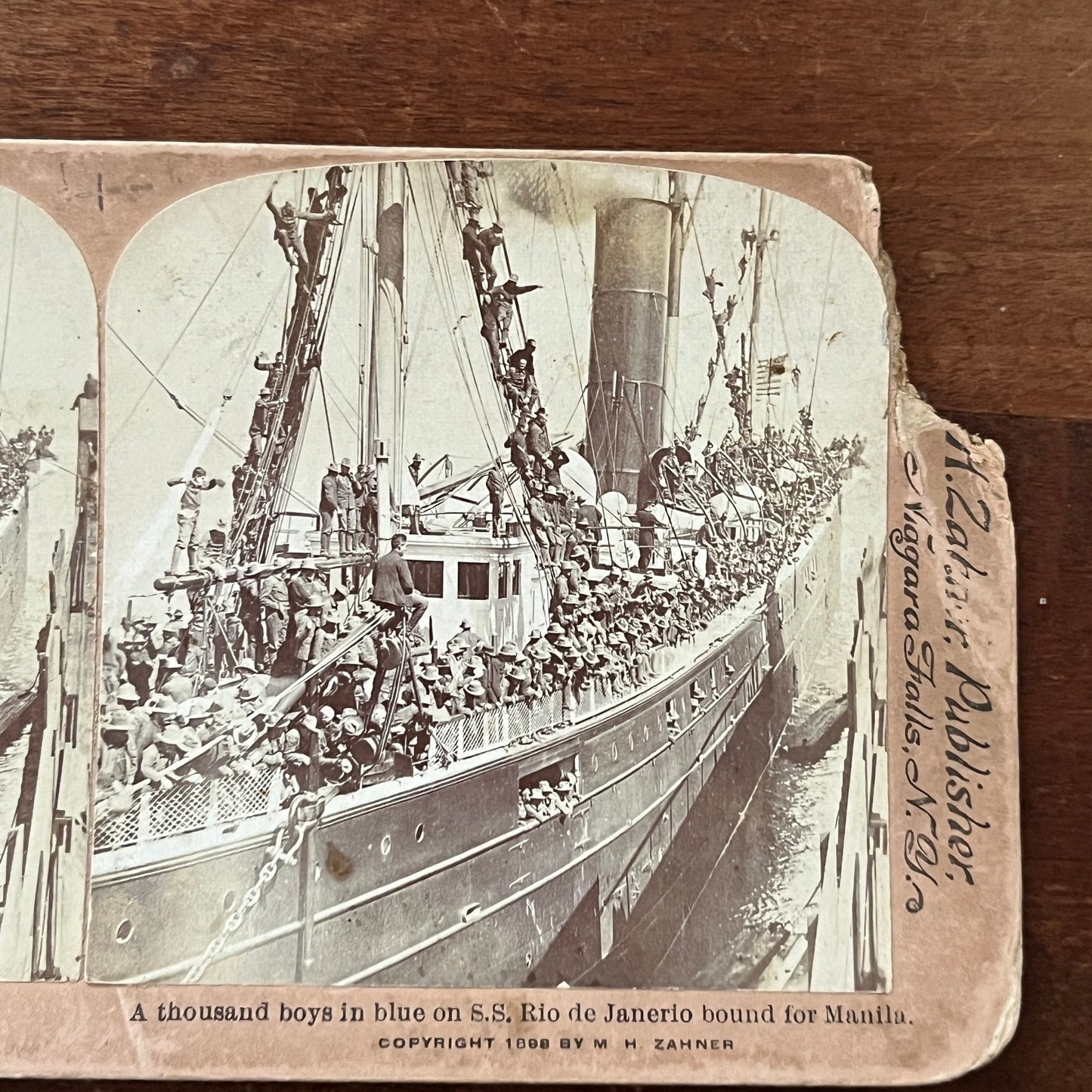 Spanish American War Soldiers Bound for Manila 1898 Antique Stereoview H2-6