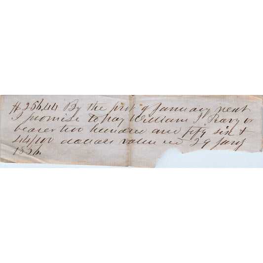 1856 Handwritten Credit Loan Agreement Wm. J. Peavy Butler County AL AD6-2