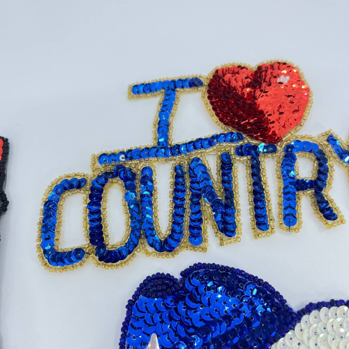 VTG Country Music Western Cowboy Boot Hat Sequin Pinback Patches SD2