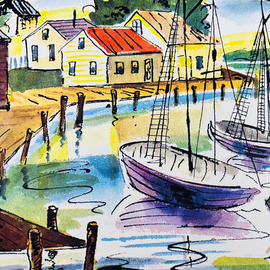 1953 PIGEON COVE Marjorie Print Ceri I. B. Fischer Co. 11x14” V43-4