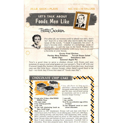 1959 Betty Crocker Recipe Leaflet - Let's Talk About Foods Men Like SE4