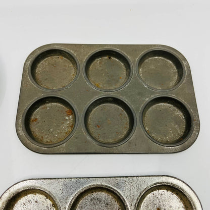 Vintage Toy Kitchen Metal 4 Piece Baking Set Muffin Tin Pie Pan TB6