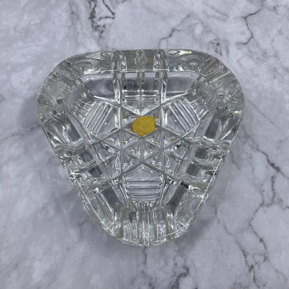 Vintage Kristaluxus Heavy Lead Crystal Ashtray With Star Pattern 5" TD6