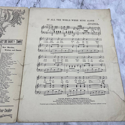 1907 If All The World Were Mine Sheet Music Charles Shackford TJ4