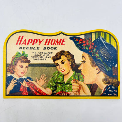 VTG Happy Home Needle Book in Original Paper Sleeve Set With Threader C8