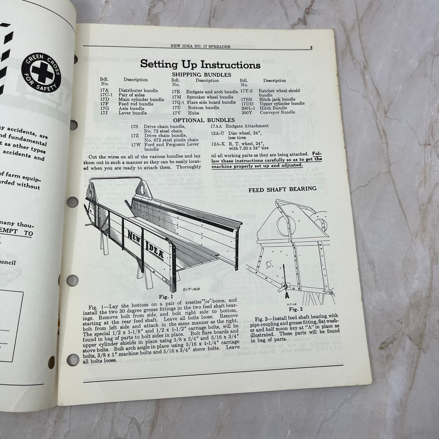 Vintage New Idea Operator's Manual No. 17 Ground Drive Manure Spreader TJ9