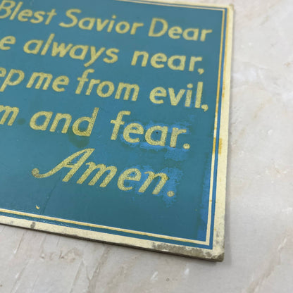 1940s Bedtime Prayer Wall Hanging  "Blest Savior Dear” Cardboard 6.5x9” TJ1