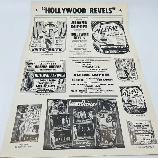 1940 Hollywood Revels Aleene Dupree Original Pressbook Burlesque Pinup 11x17 FL1