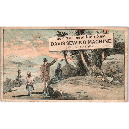 1880s Victorian Trade Card Davis Sewing Machine Boston Mass SE3-3